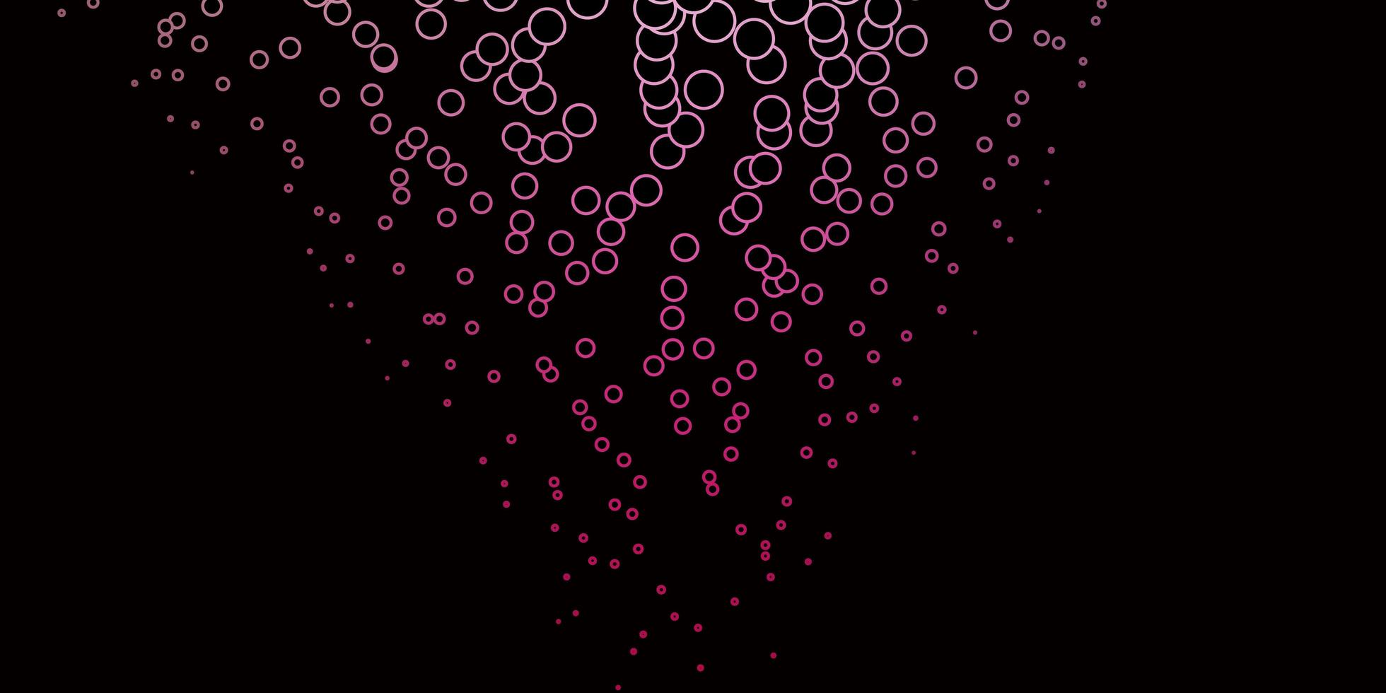 círculos contorneados de color rosa en diseño oscuro. vector