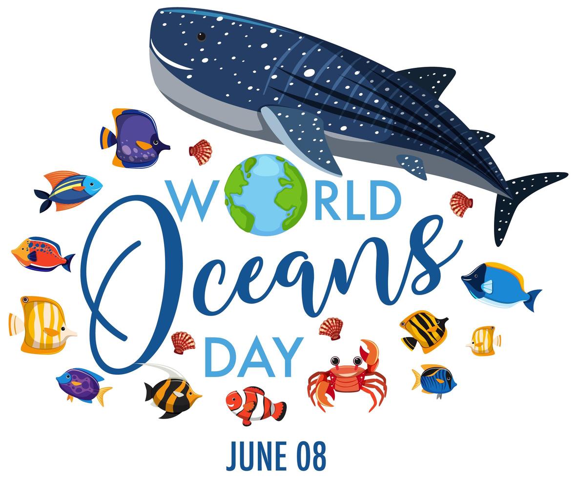 World oceans day icon vector