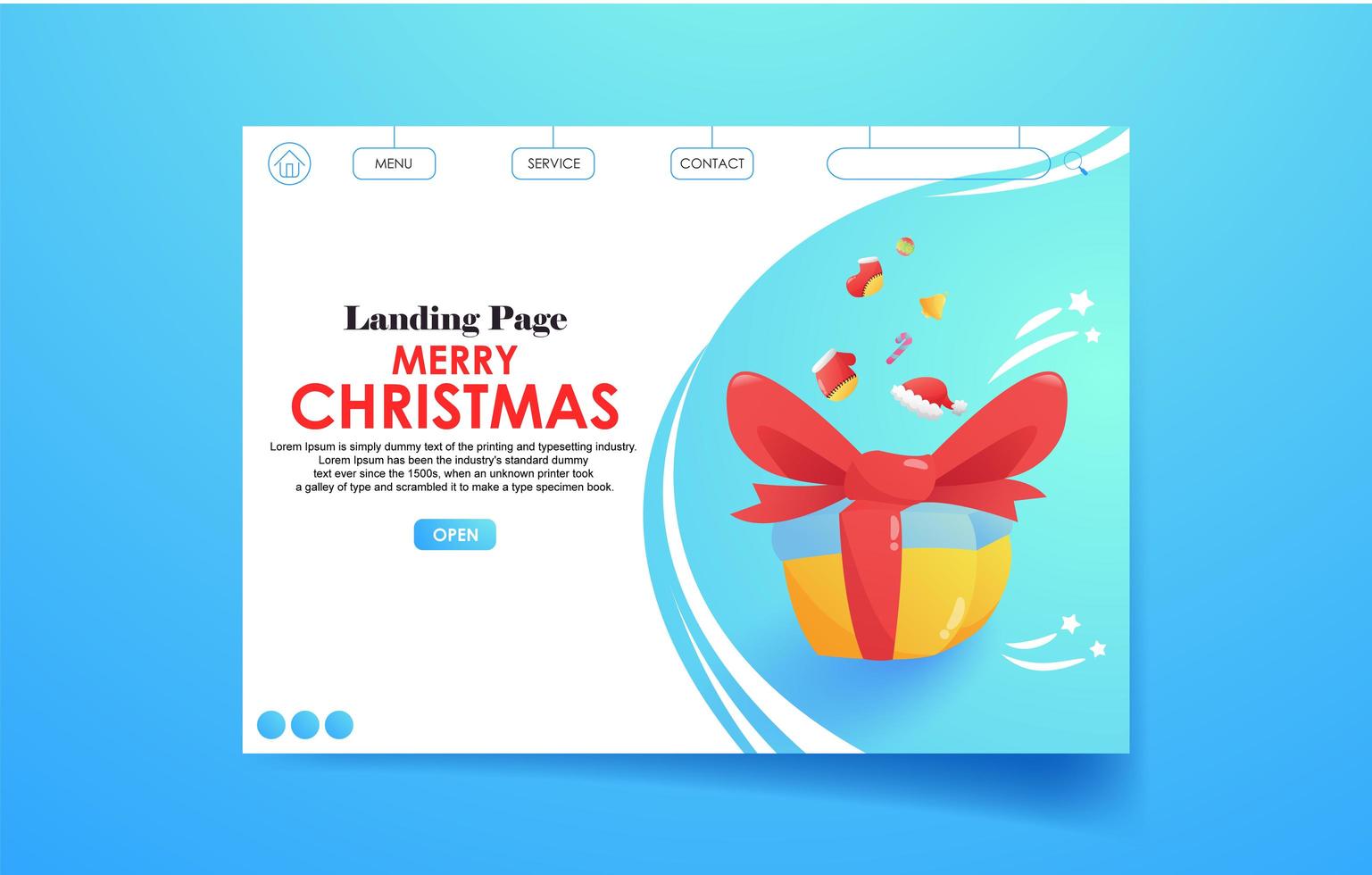 Merry Christmas landing page template vector