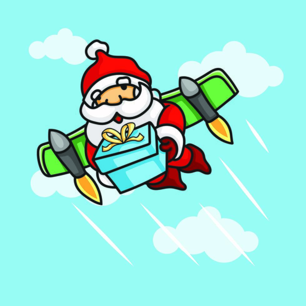 Santa Claus flying with wings vector