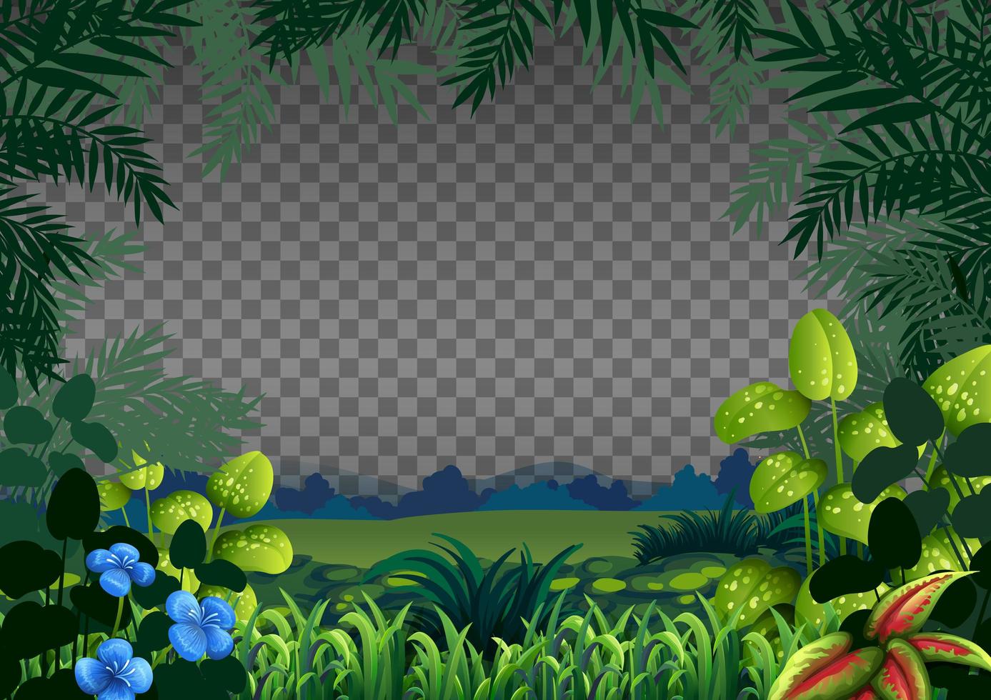 paisaje de escena de naturaleza en blanco sobre fondo transparente vector