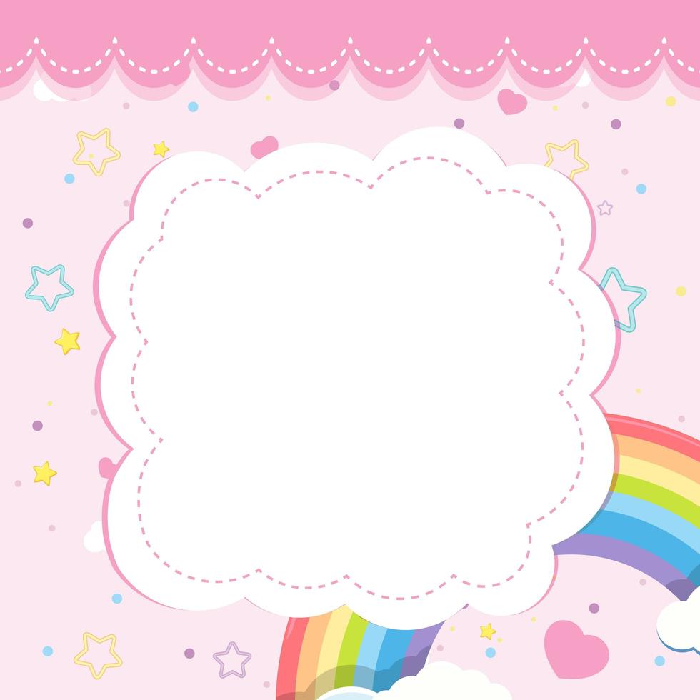 Blank banner with rainbow sky theme on pink background vector