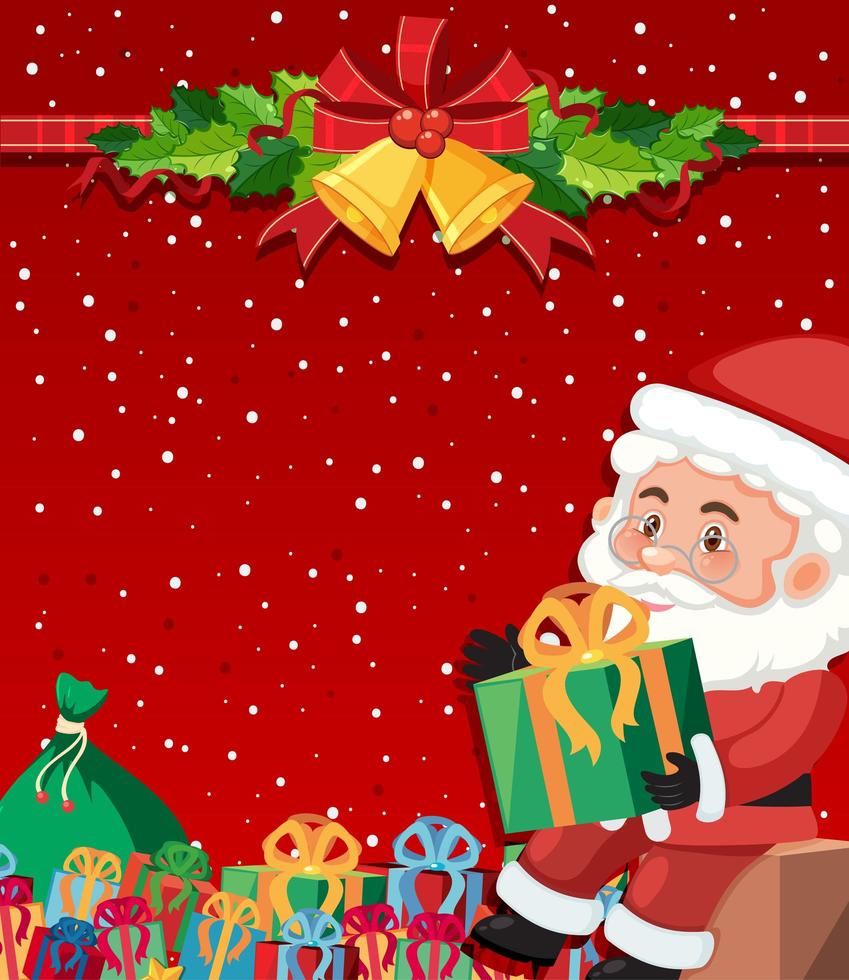 santa en plantilla de fondo rojo vector