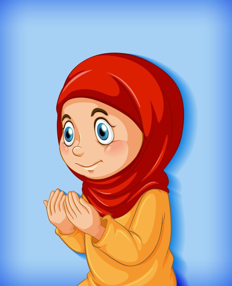 Muslim girl practice religion vector