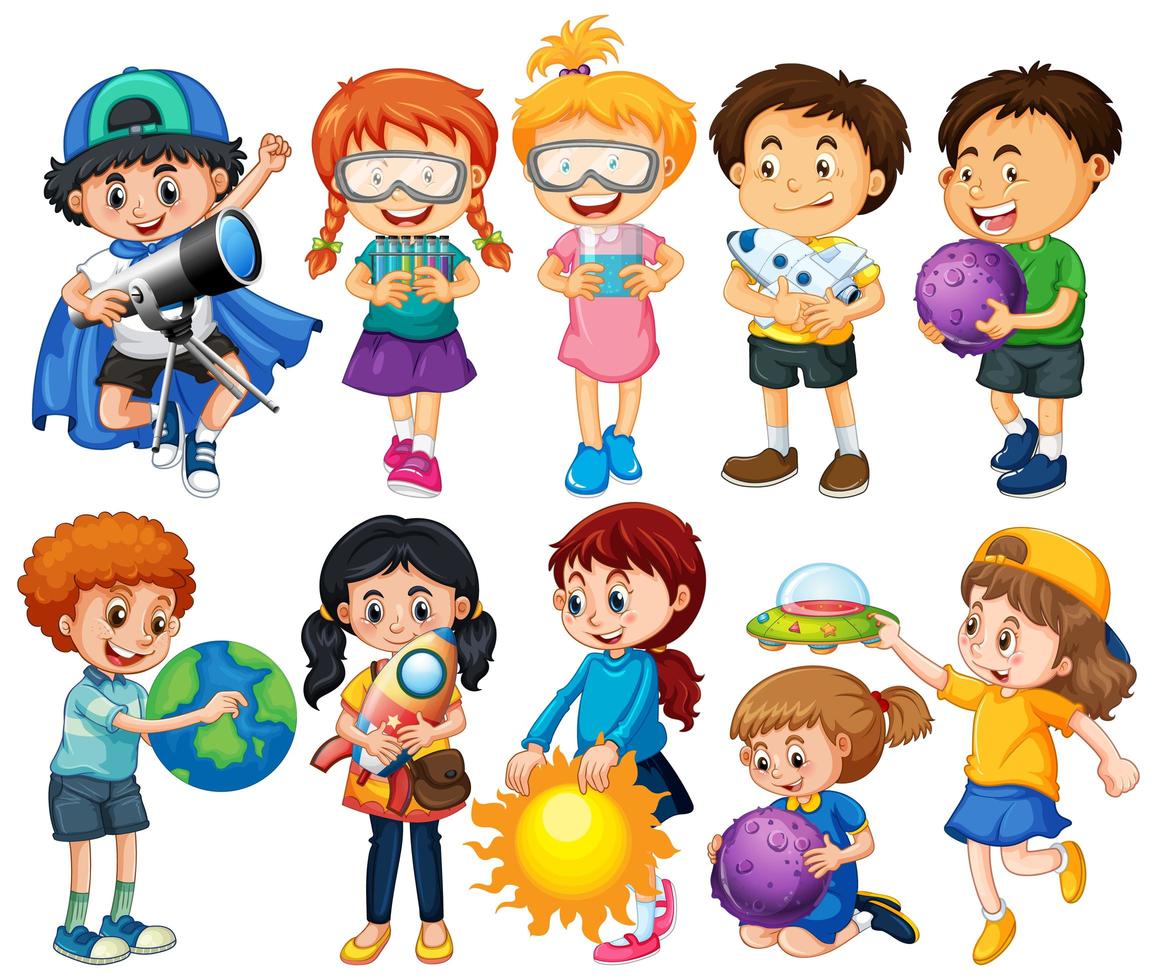 grupo de niños personaje de dibujos animados vector