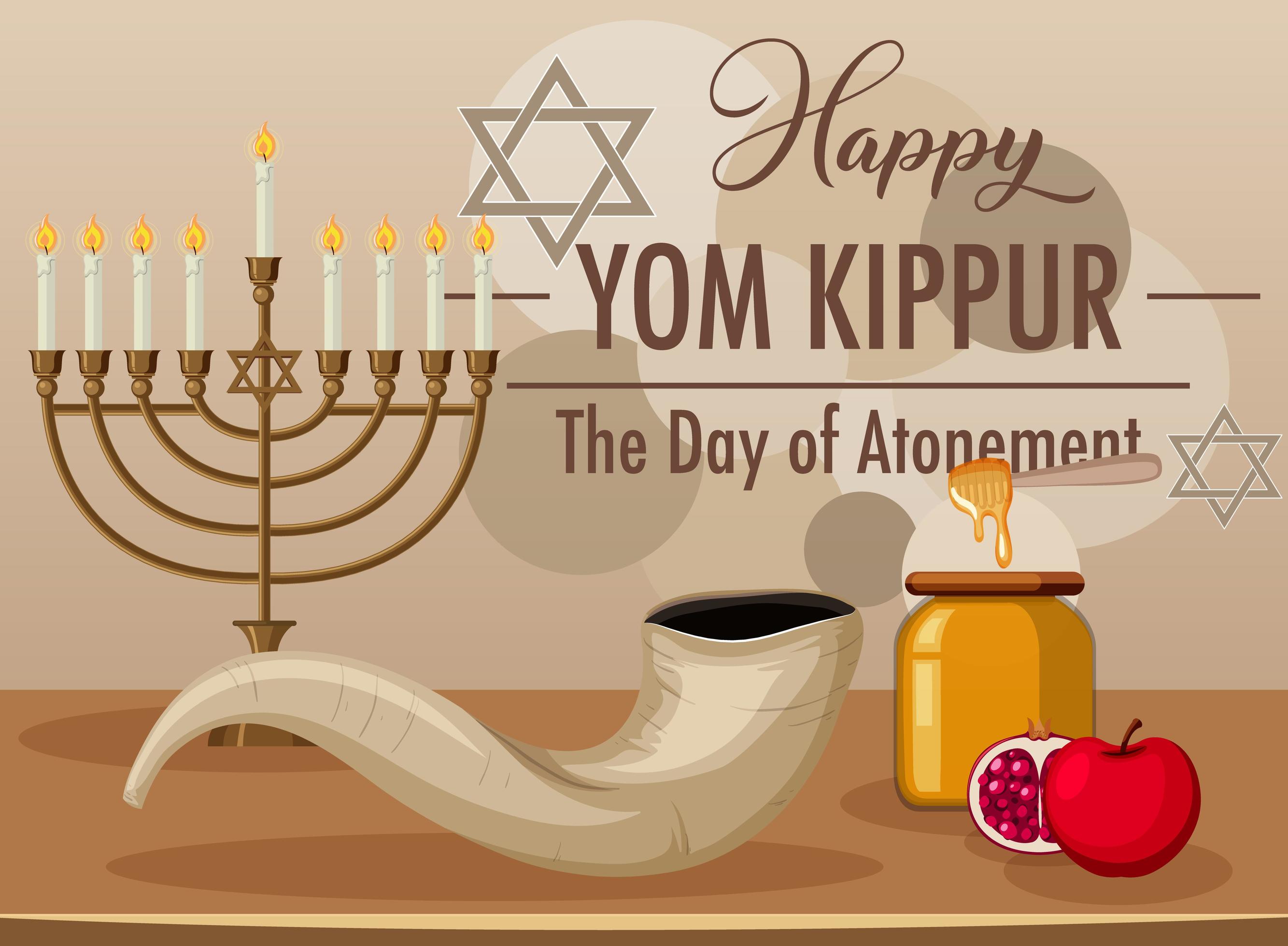 Happy Yom Kippur banner with shofar 1436748 Vector Art at Vecteezy