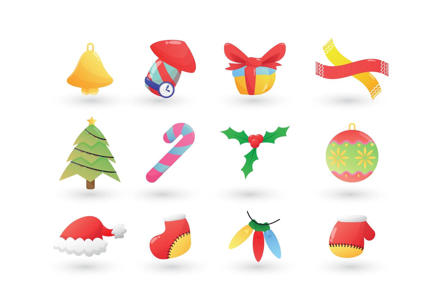 set de accesorios de navidad vector