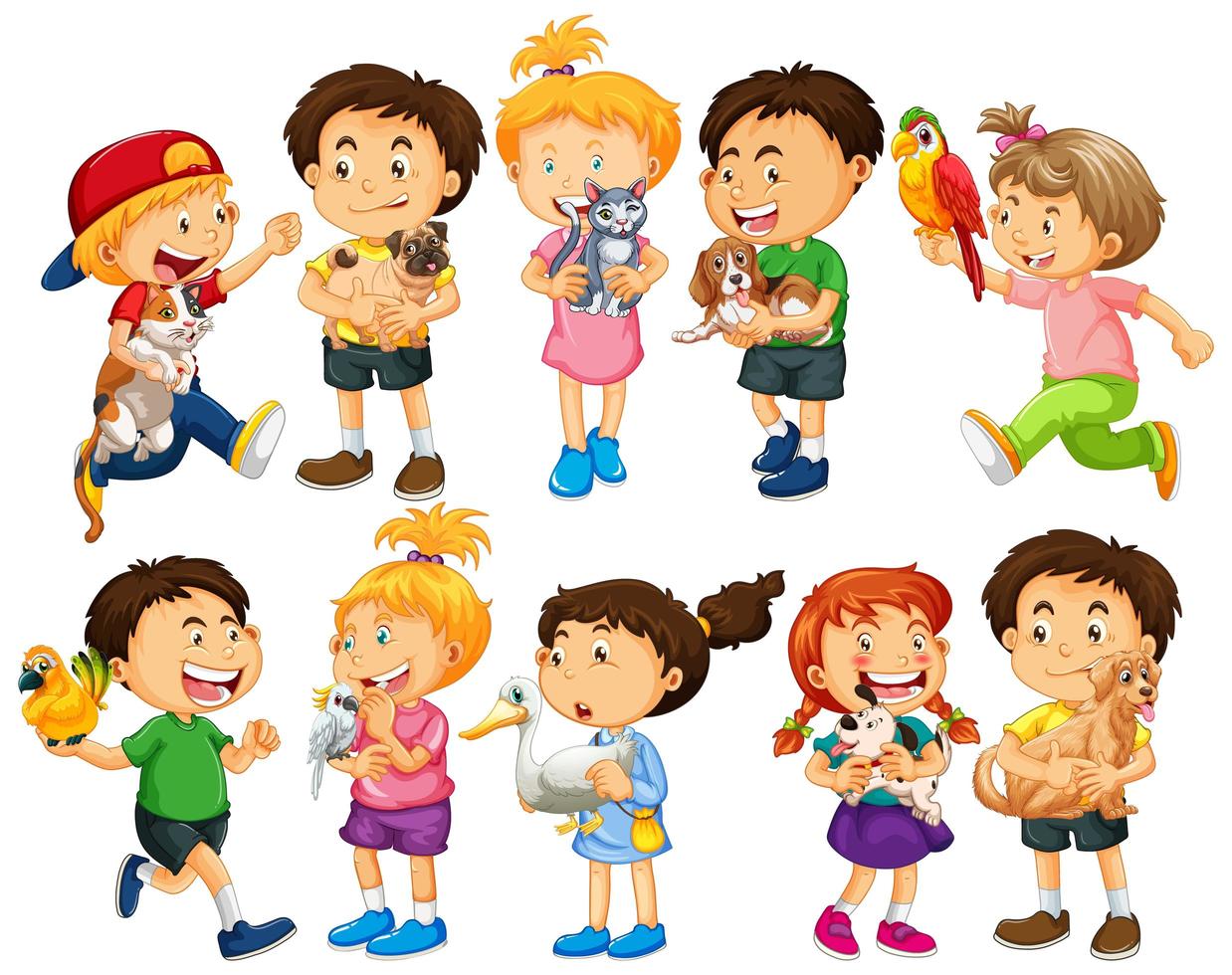 Group of young children cartoon character on white background 1436764  Vector Art at Vecteezy
