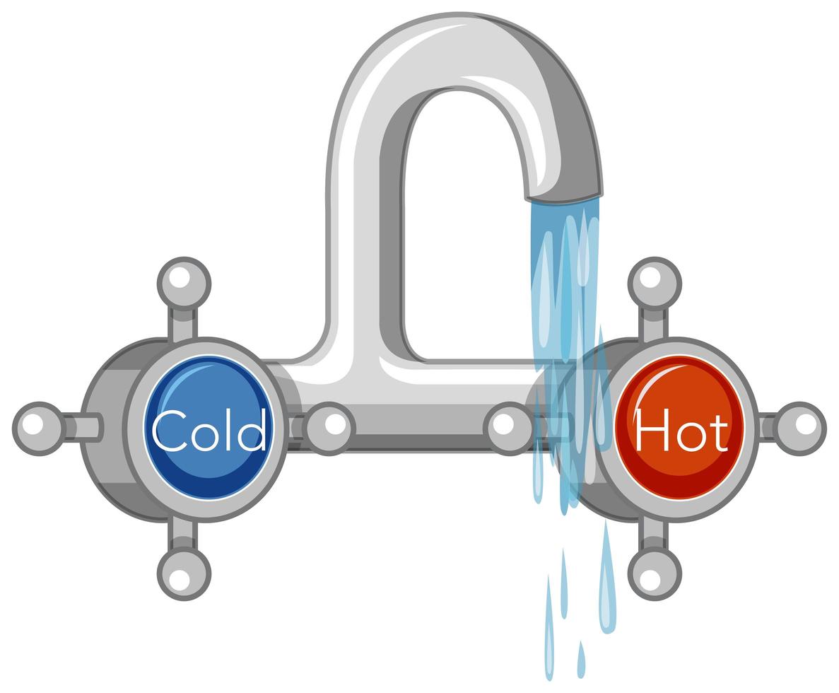 grifo de agua caliente y fría estilo de dibujos animados aislado vector