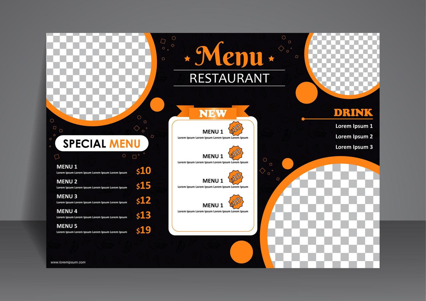 Modern Menu for Restaurant vector