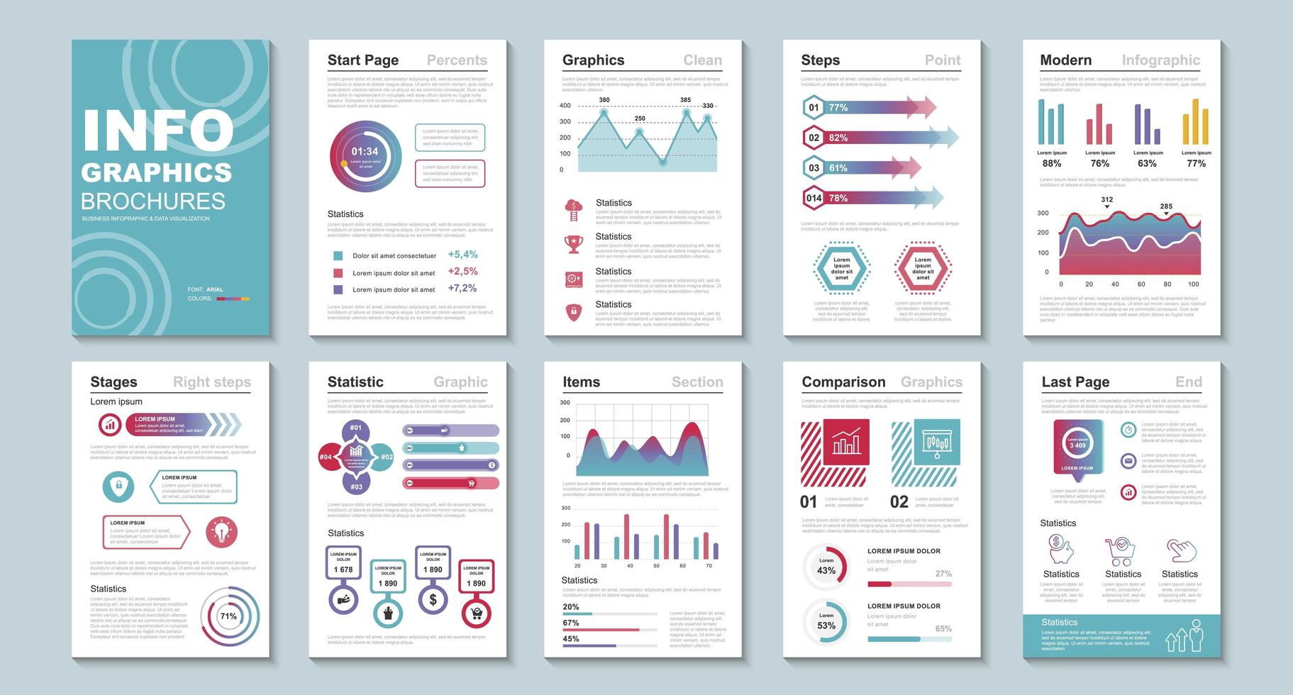 Infographic brochures, data visualization design template vector