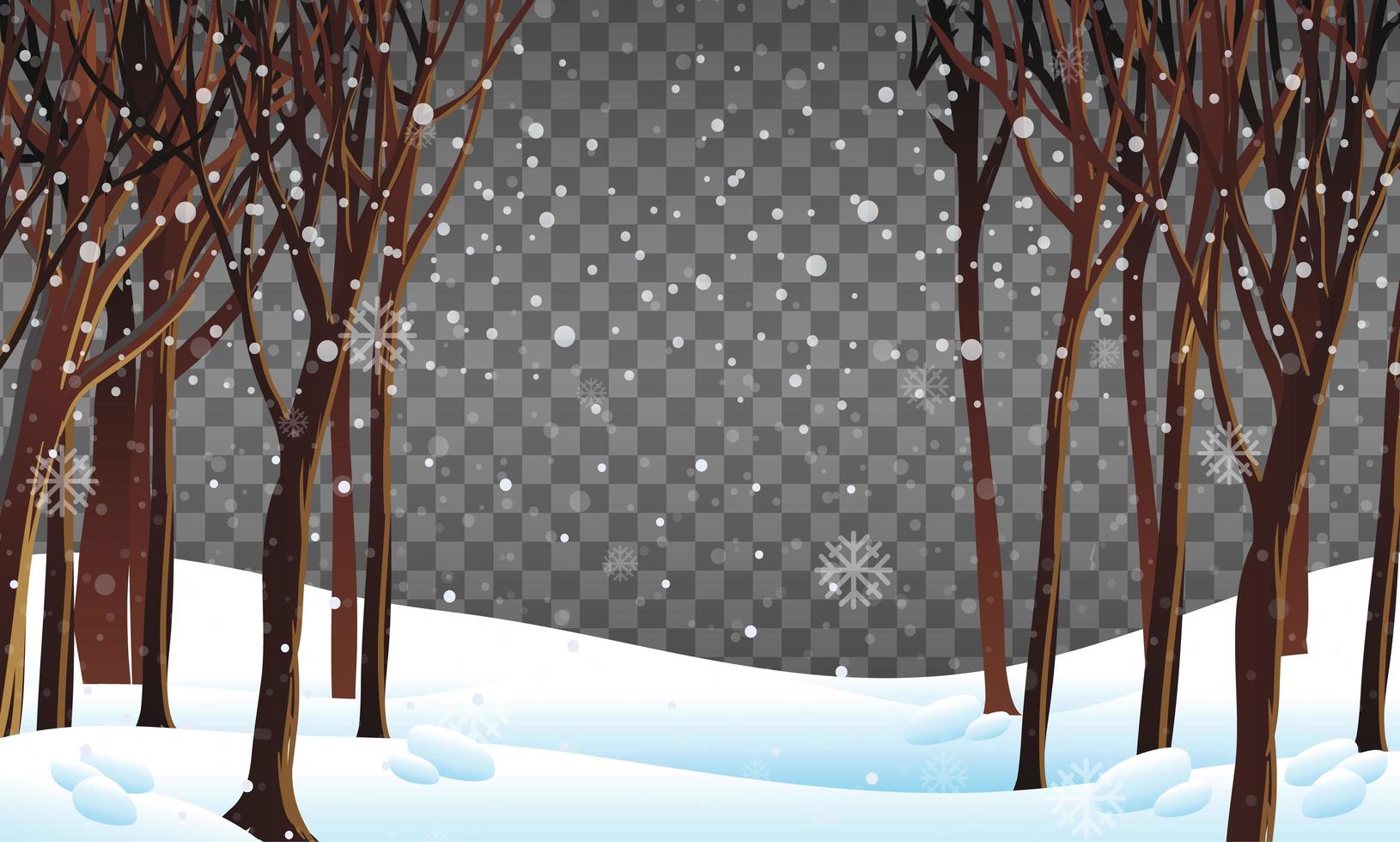 Nature scene in winter season theme with transparent background vector