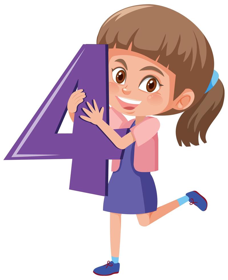 Student girl holding the number cartoon character isolated on white background vector