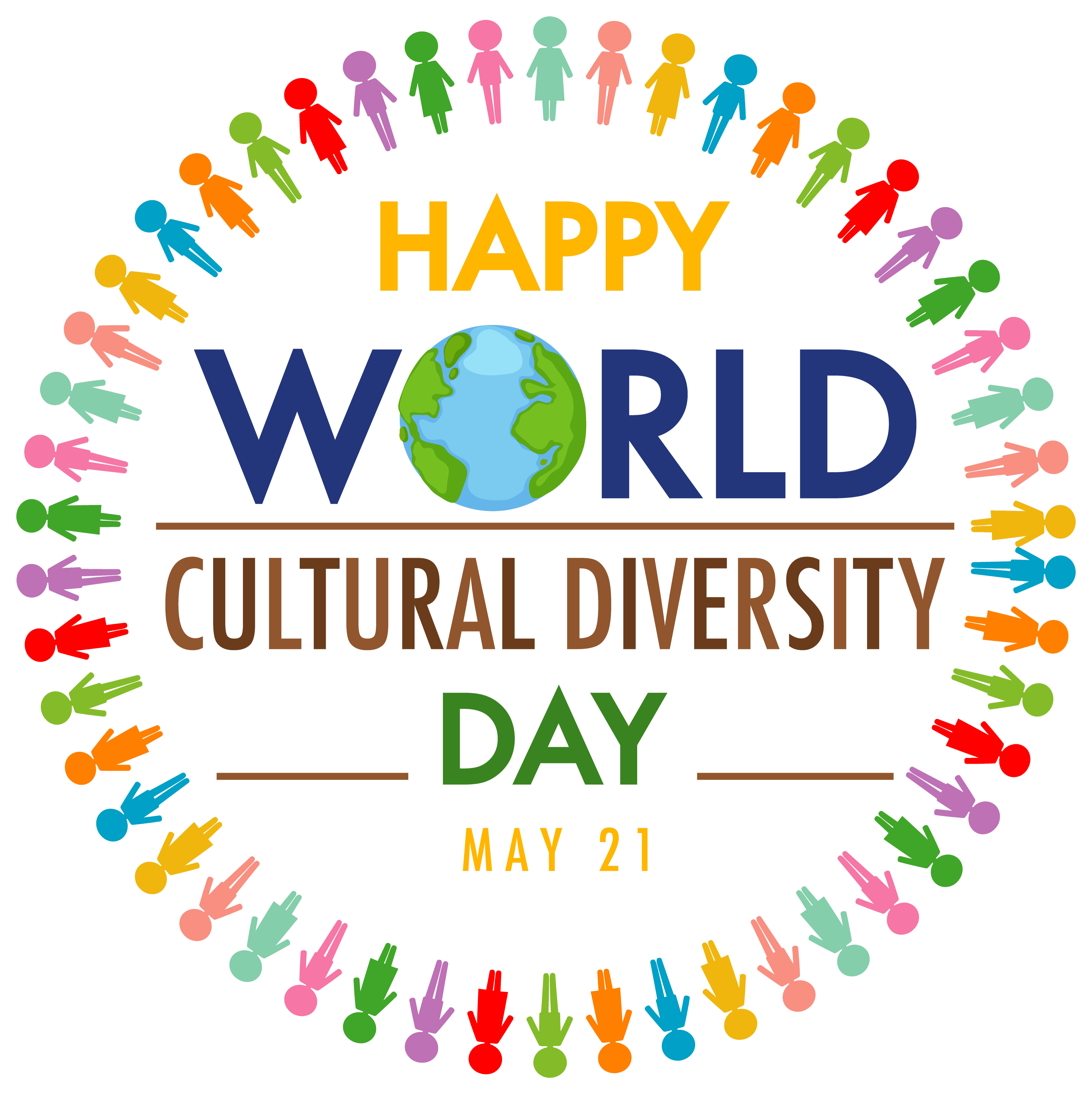 Happy World Cultural Diversity Day Logo Or Banner On The Globe With Different Color People Signs Download Free Vectors Clipart Graphics Vector Art