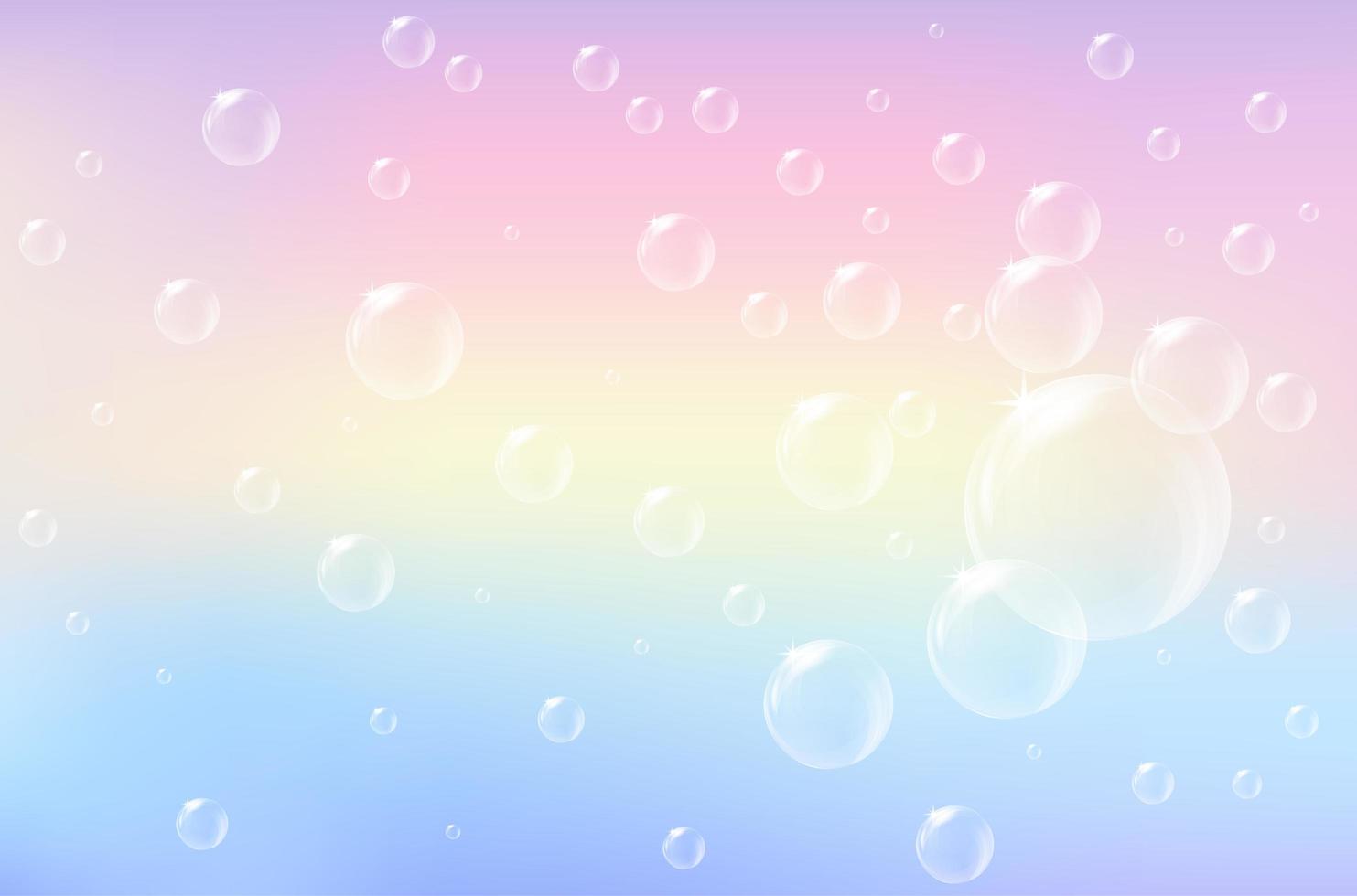 Pastel arco iris borroso con fondo de burbuja vector