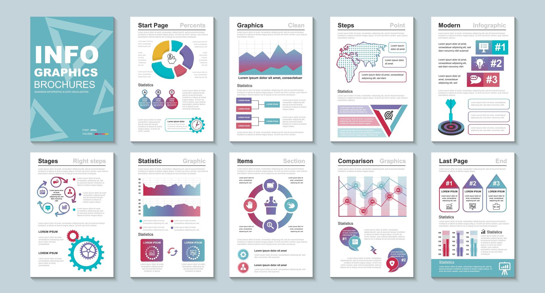 Infographic brochures, data visualization design template vector