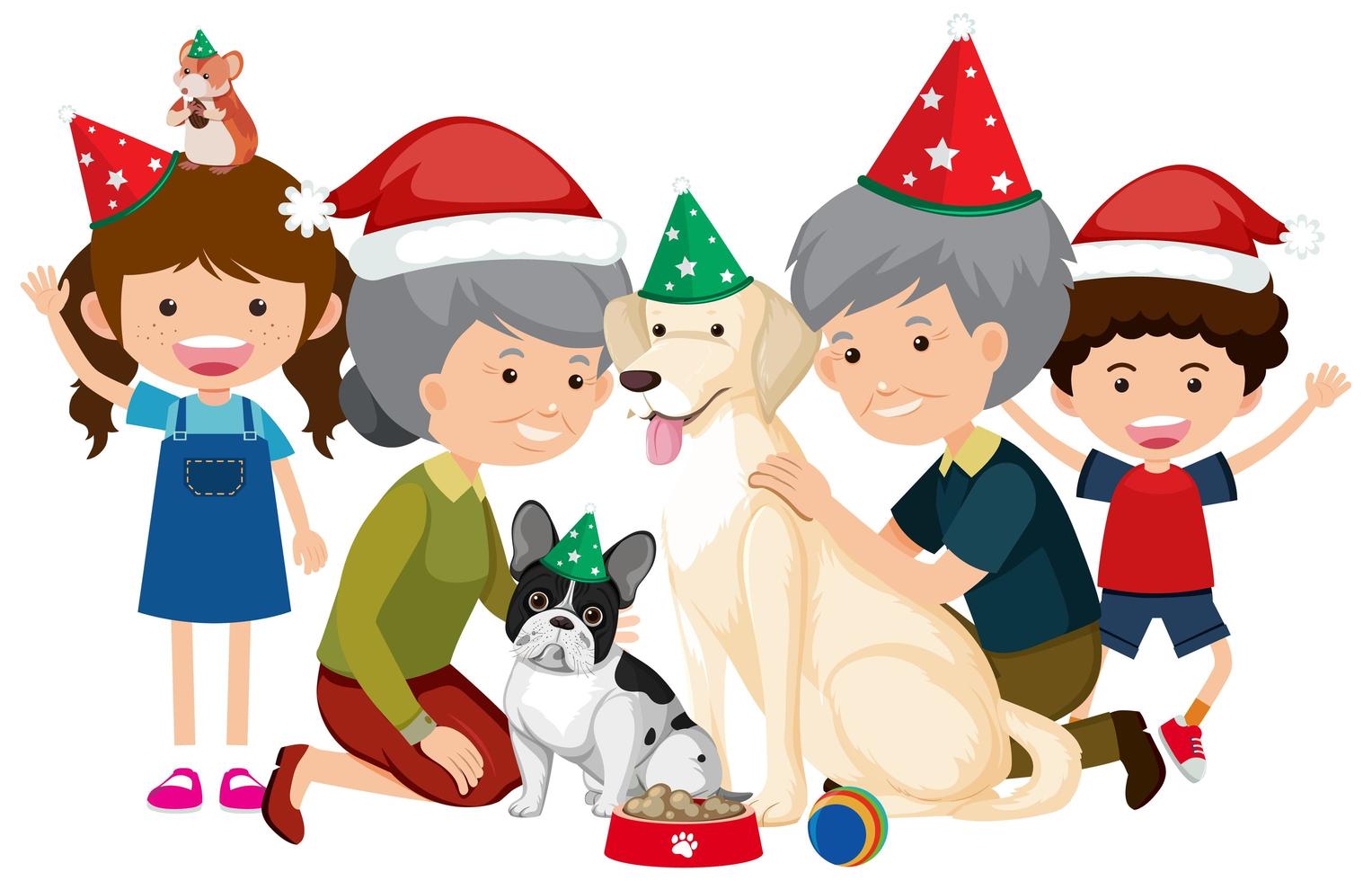 Isolated happy family celebrating Christmas vector