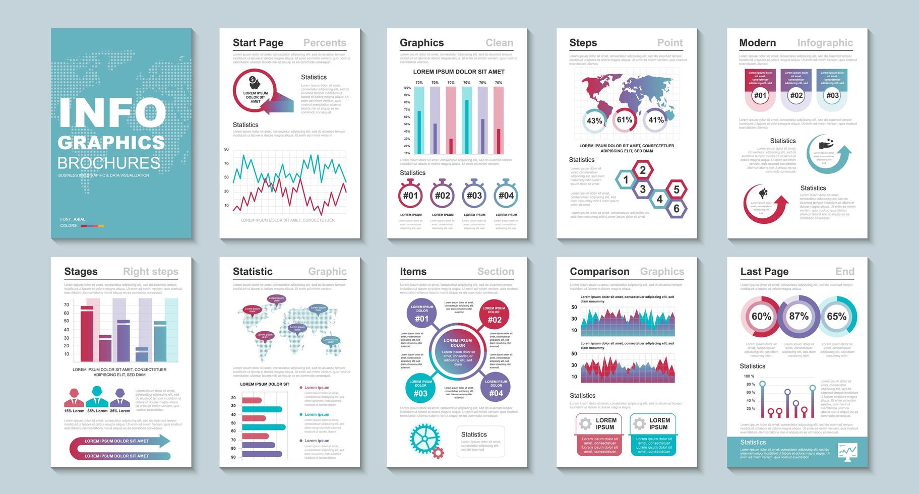 Infographic brochures, data visualization design template vector