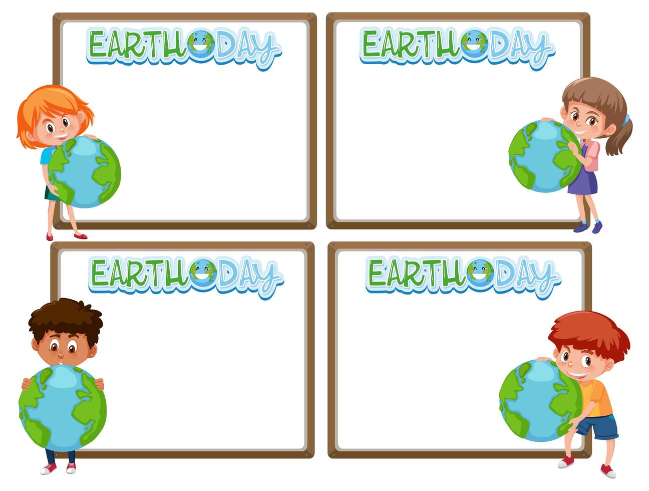 Set of border frame template with earth day theme background vector