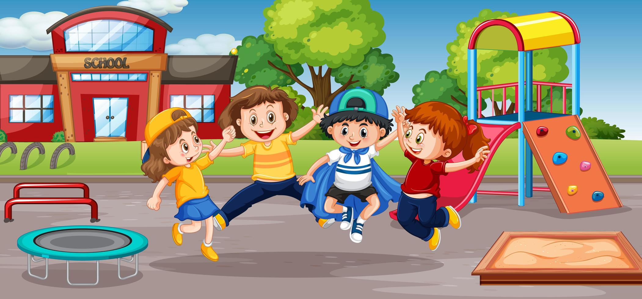 Student at school playground vector