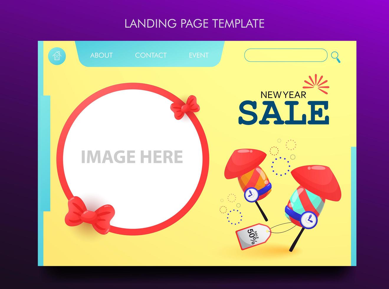 Landing Page Template for New Year Sale vector