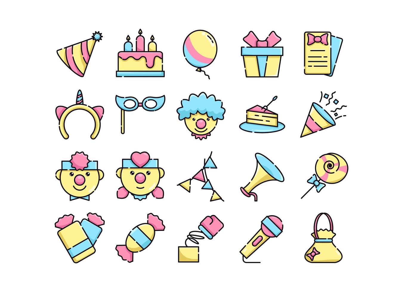 conjunto de iconos de fiesta de cumpleaños vector