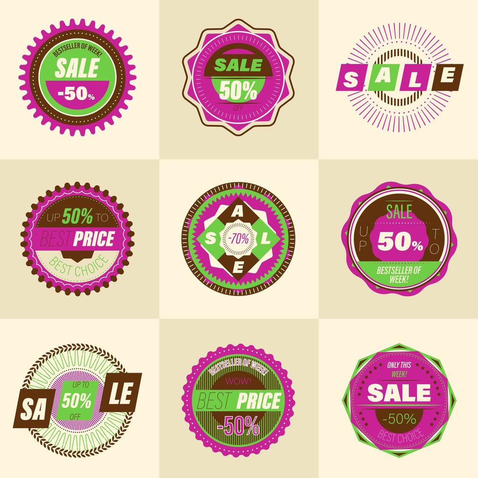 conjunto de insignias de venta retro vector