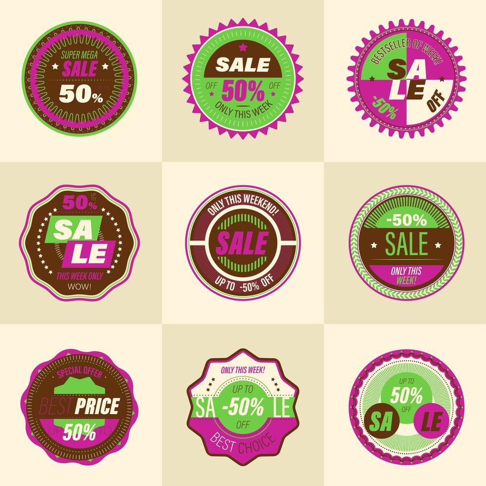 Set of retro sale badges vector