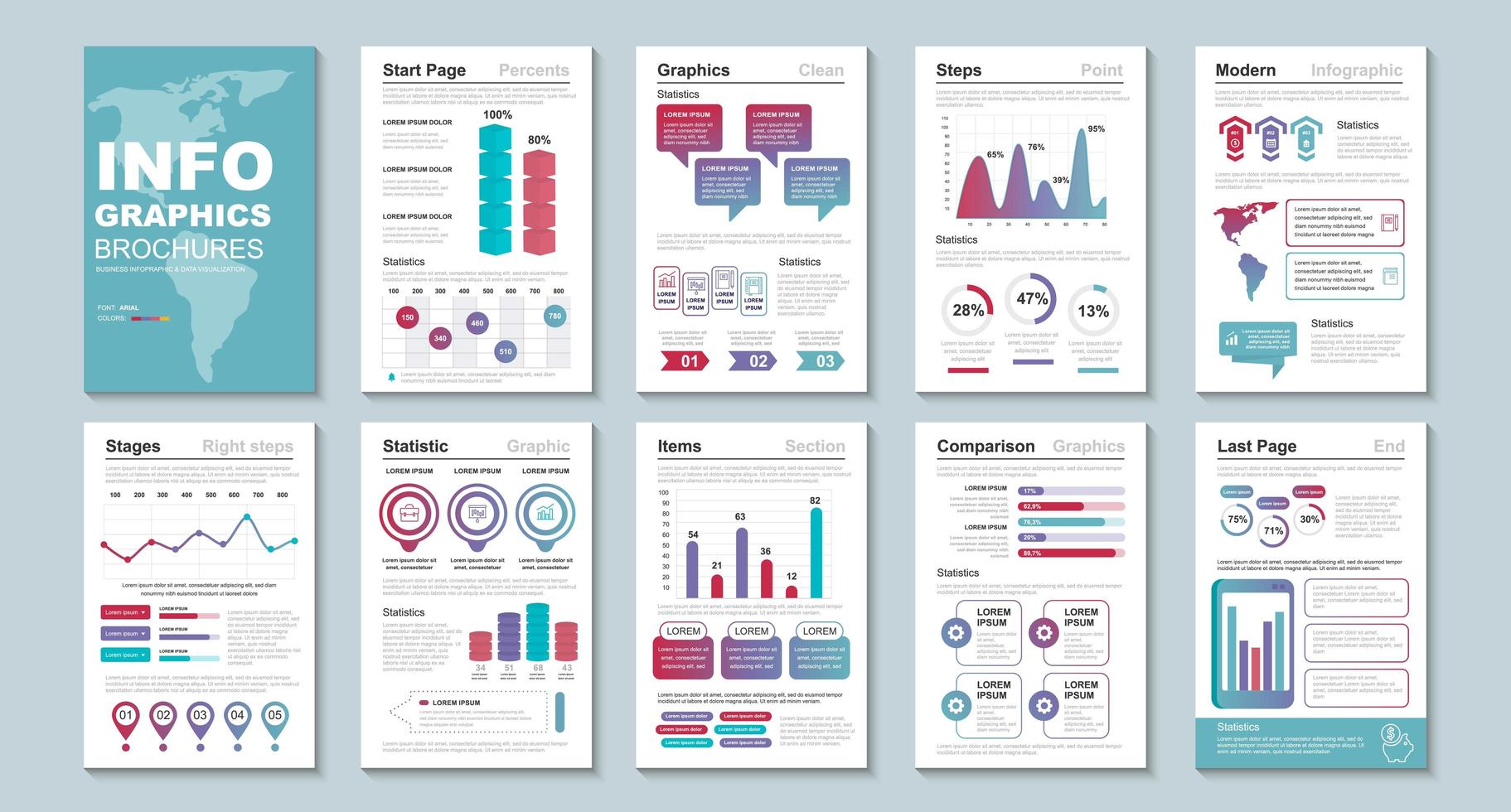Infographic brochures, data visualization design template vector