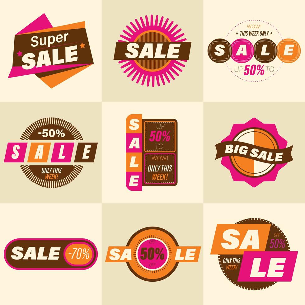 Set of retro sale badges vector