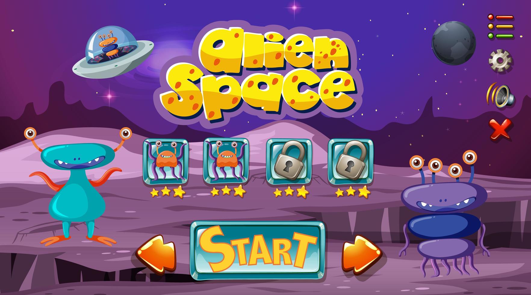 Monster space game template vector