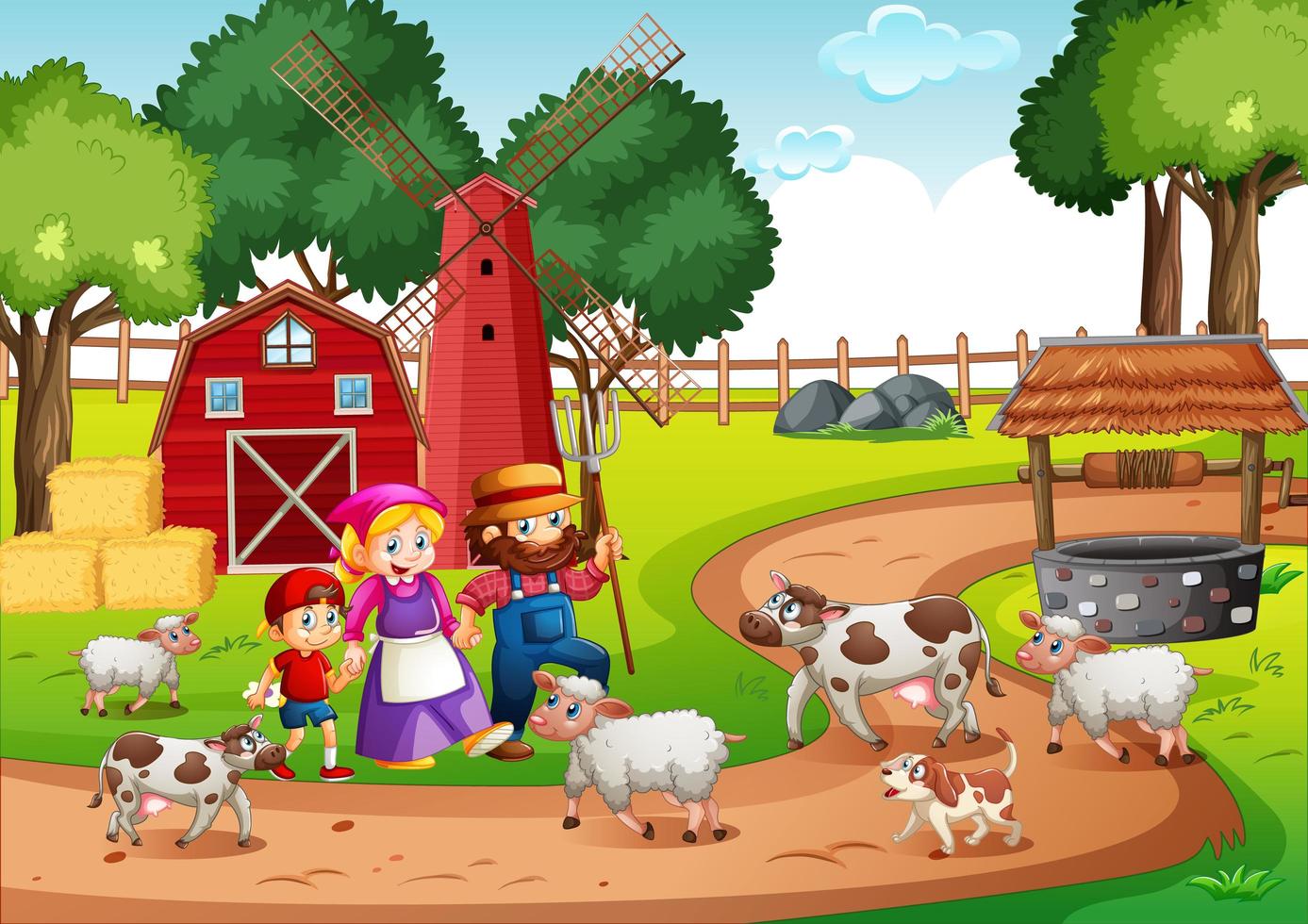 Farm nursery rhyme scene vector