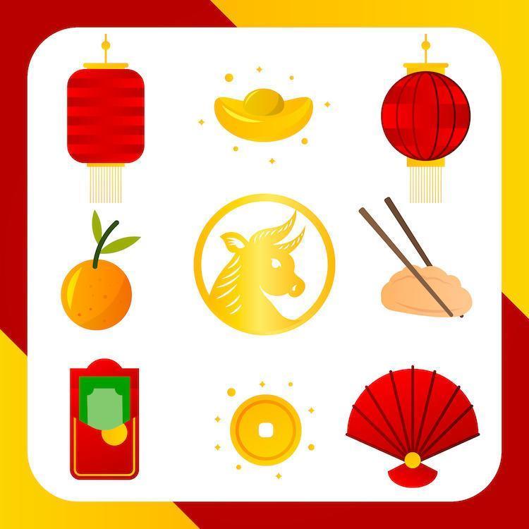 Simple Chinese New Year Icon Collection vector