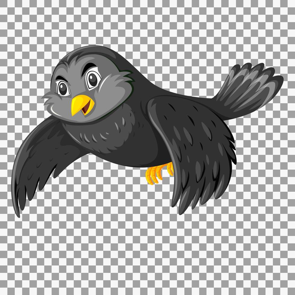 Cute black bird cartoon character vector