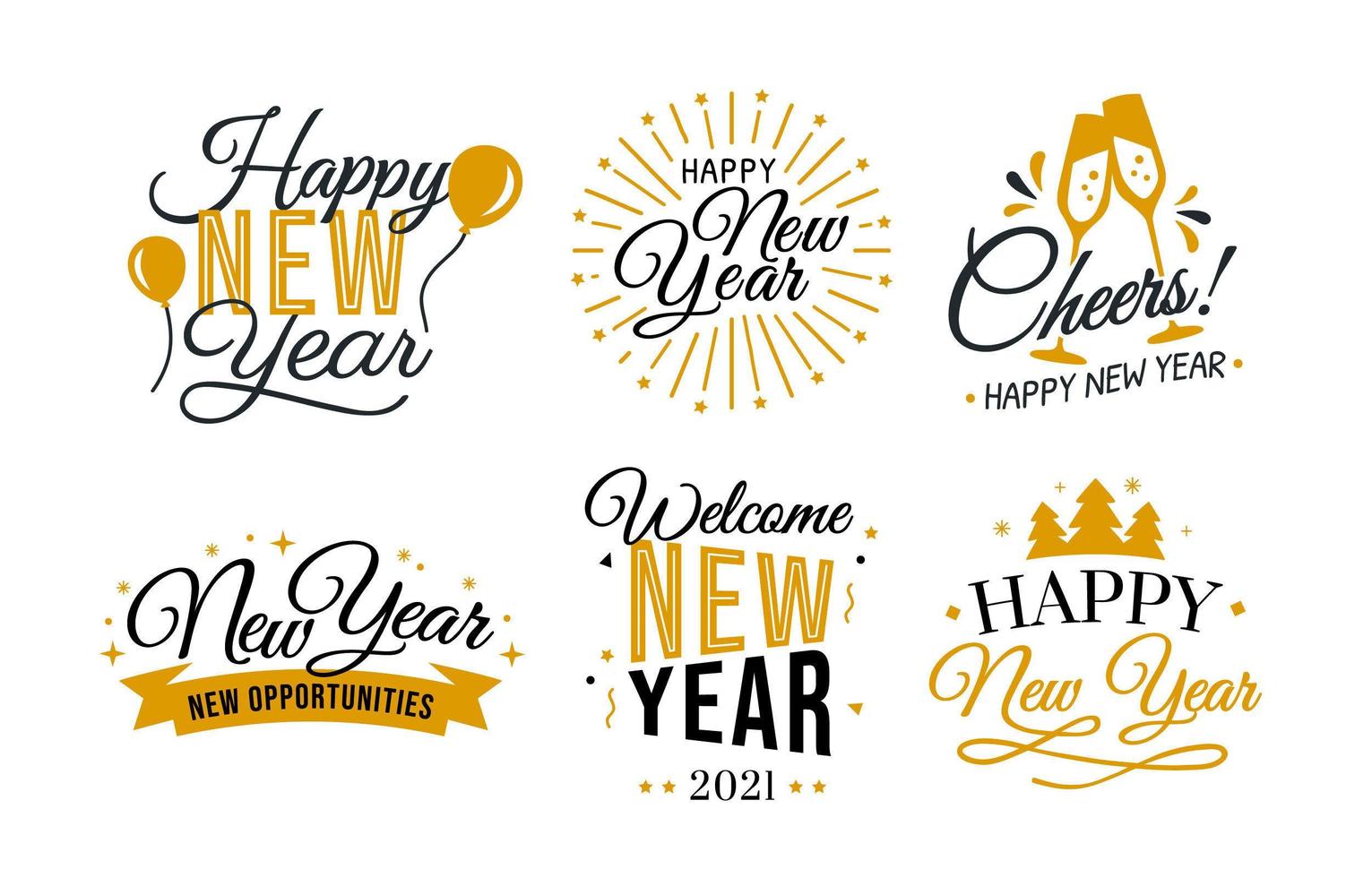 feliz año nuevo saludos de caligrafía vector