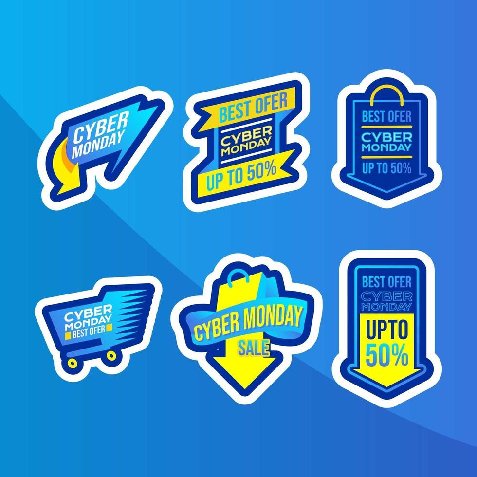 cyber monday sticker pack vector