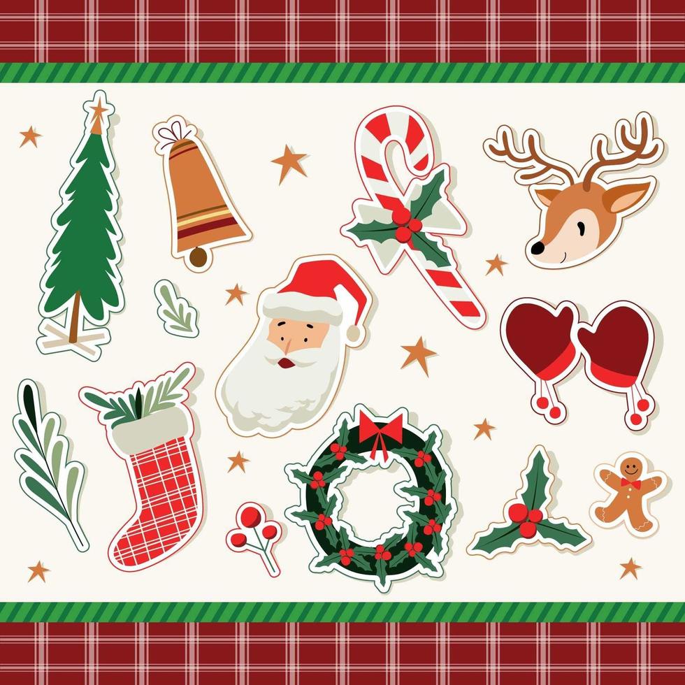 Cute Christmas Sticker Pack vector