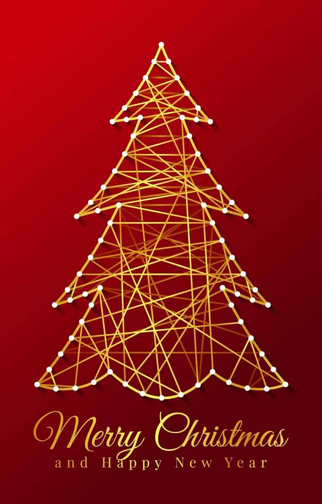 cadena de oro del árbol de navidad vector