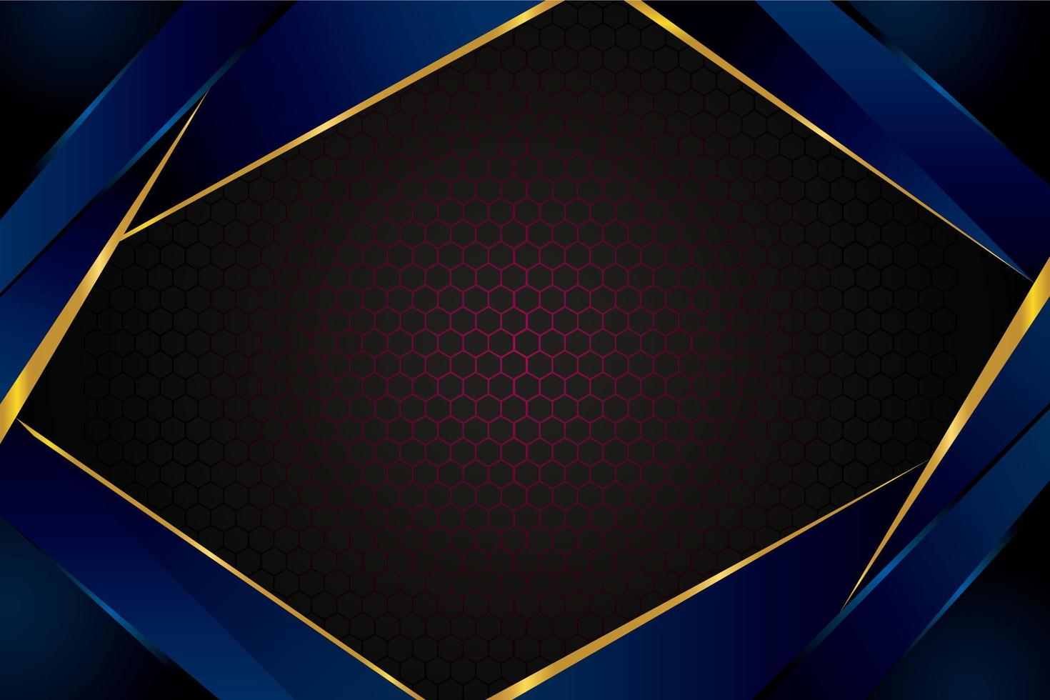 Dark Blue Gold Background with Honeycomb Mesh vector