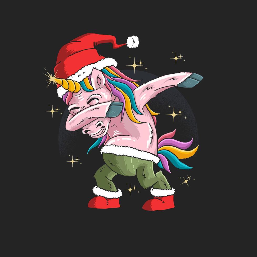 Unicorn with Santa hat graphic vector