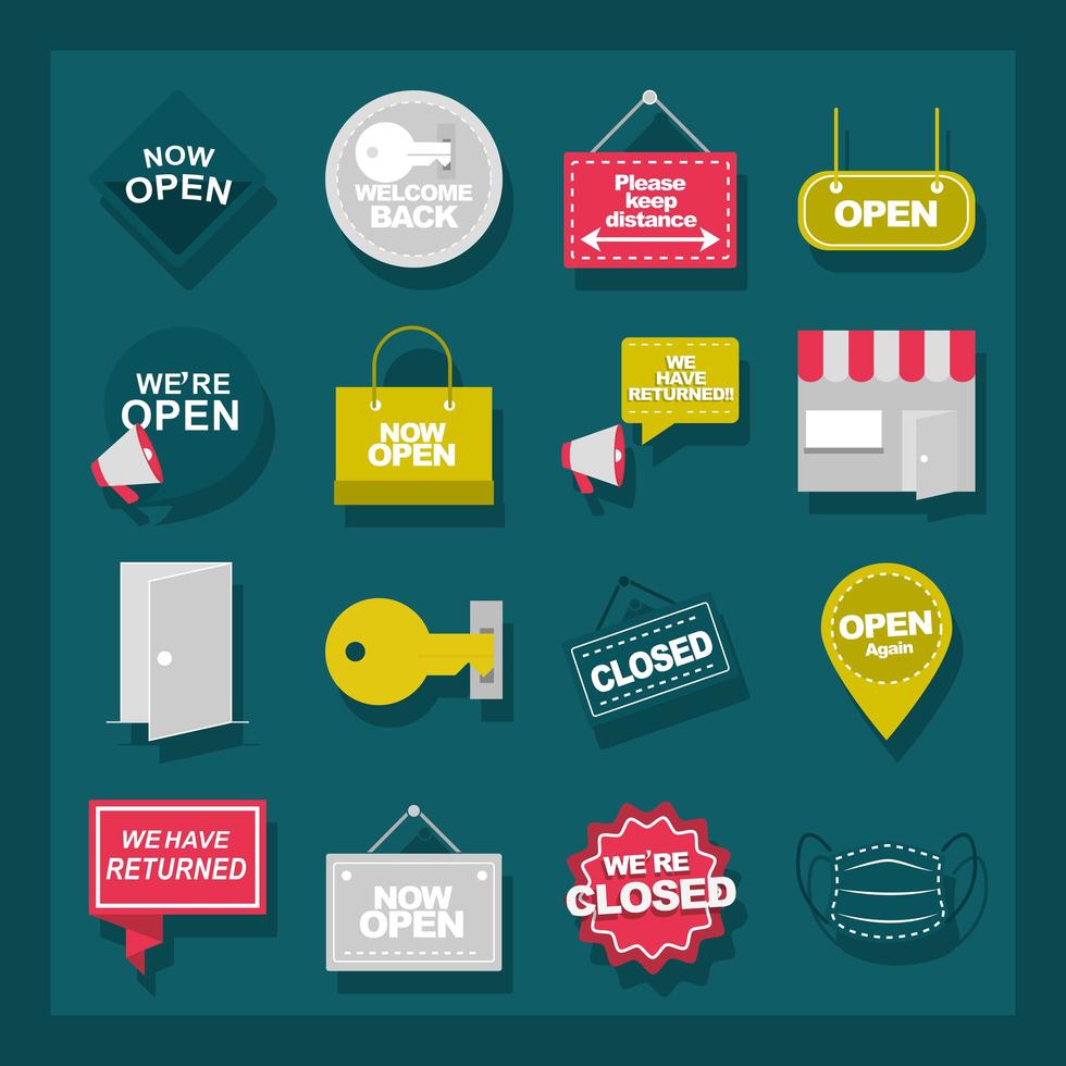 Signs and boards for business opening collection vector