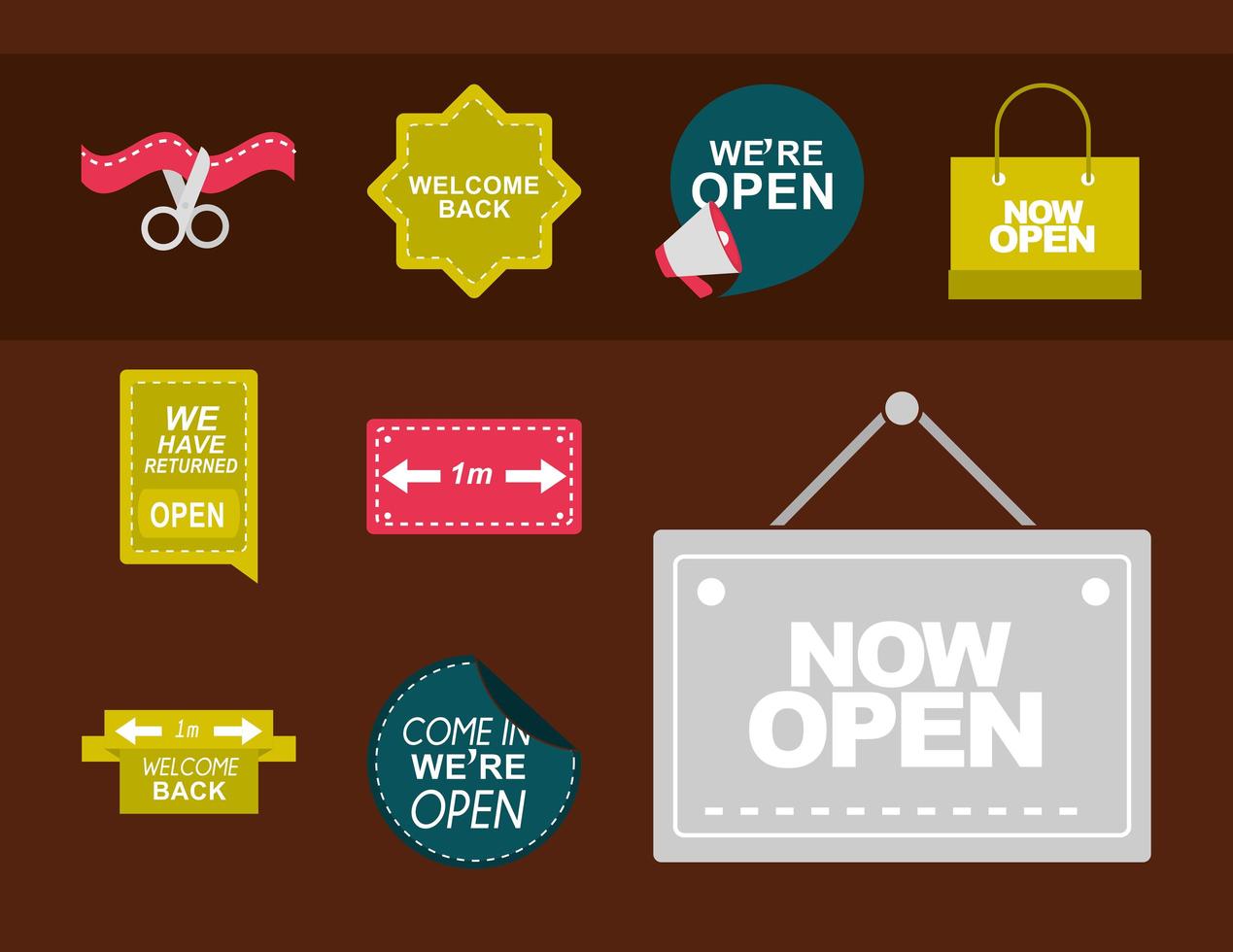 Signs and boards for business opening collection vector