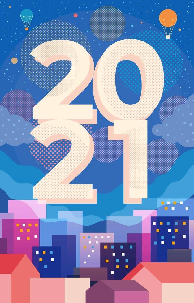 New Year 2021 Concept with Minimalist Contemporary Style vector