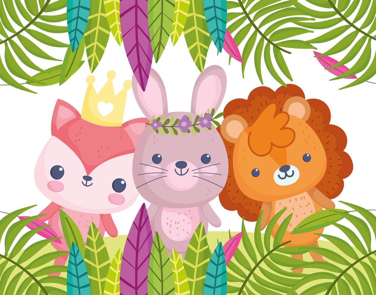 Cute little animals outdoors vector