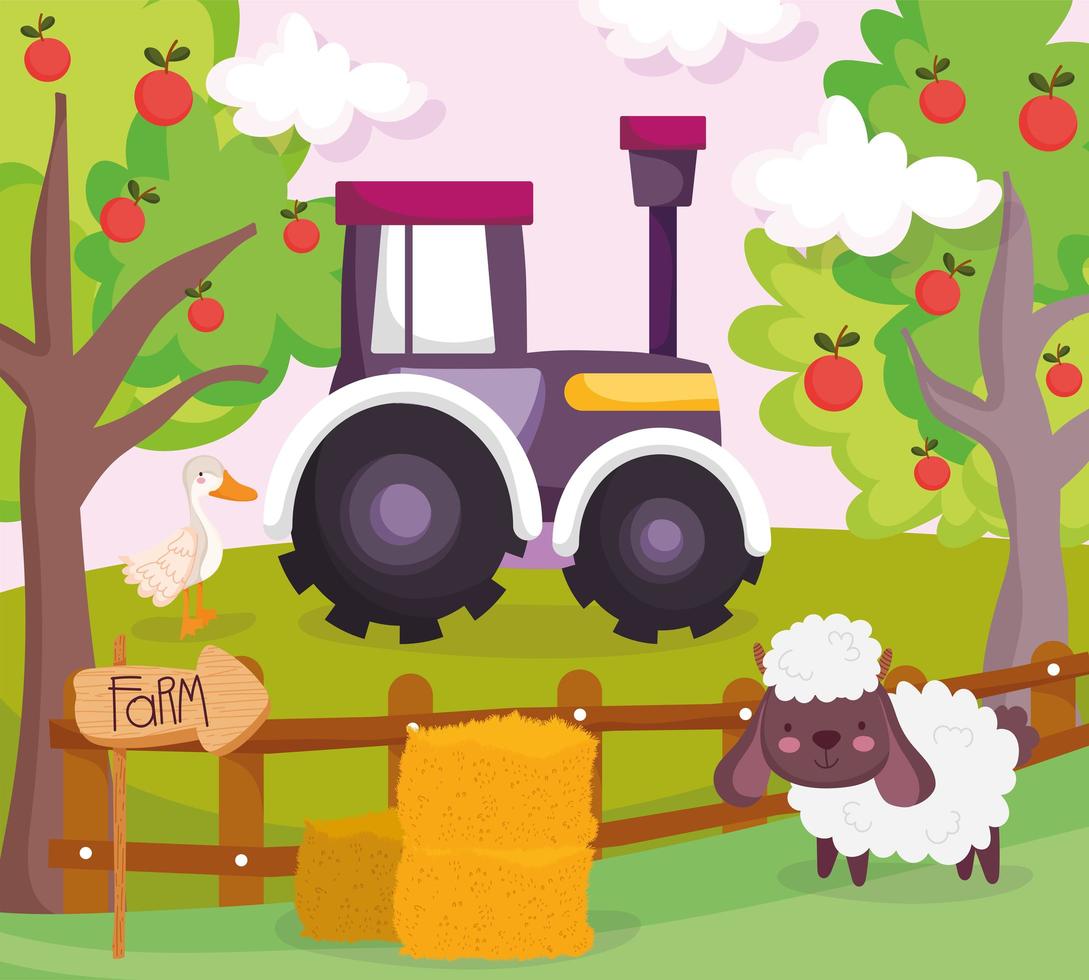 Cute animals in a farm vector