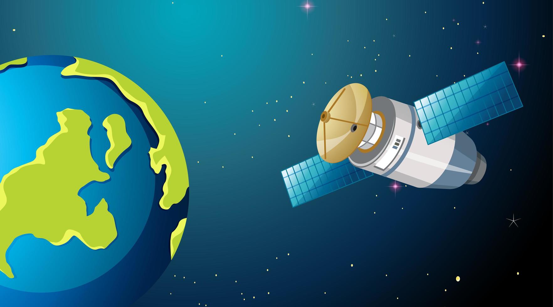 Satellite and earth scene vector