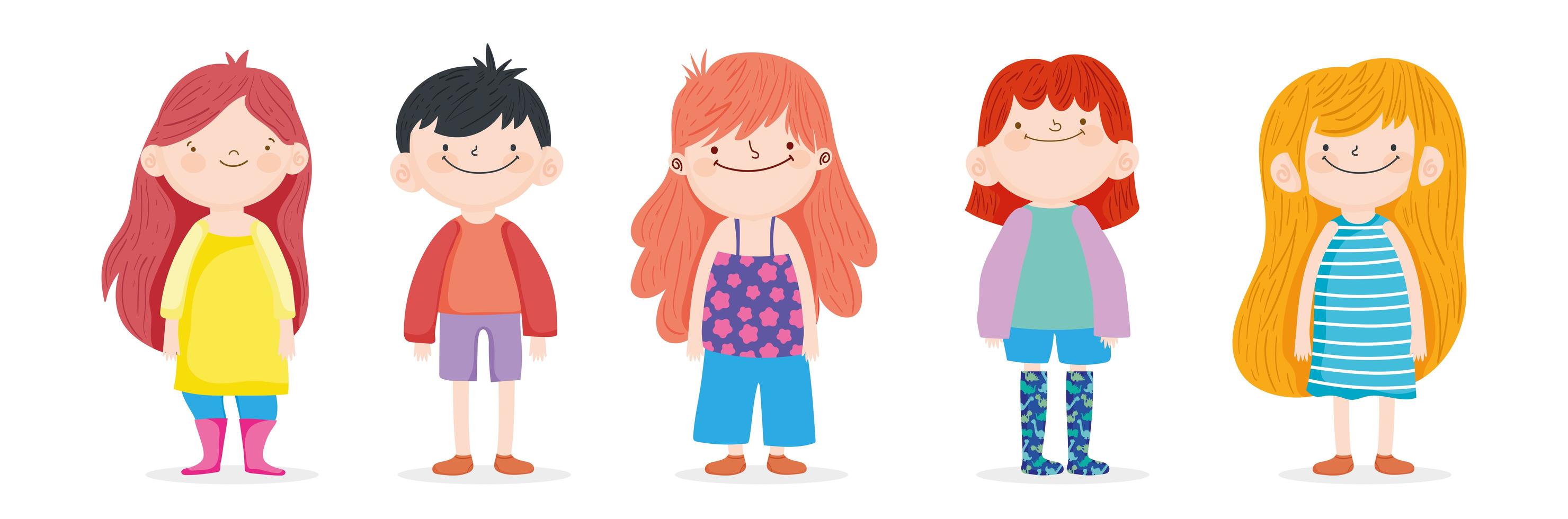 Group of kids on white background vector