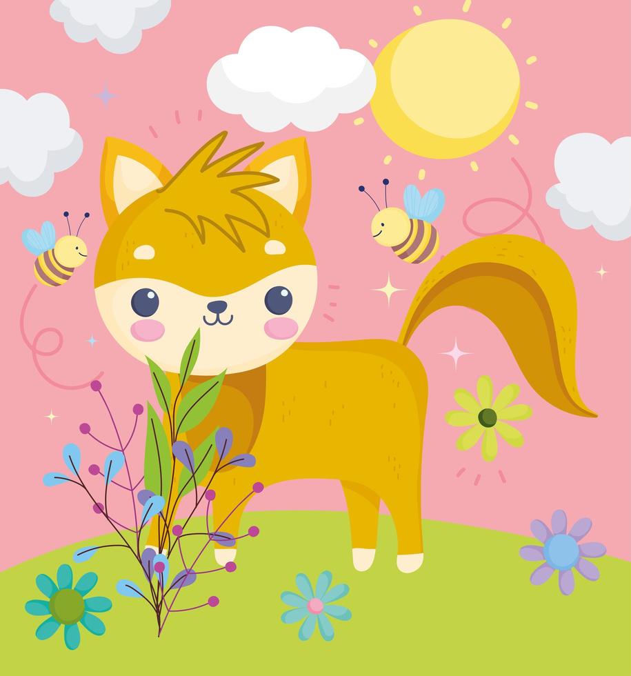 Cute little fox outdoors vector