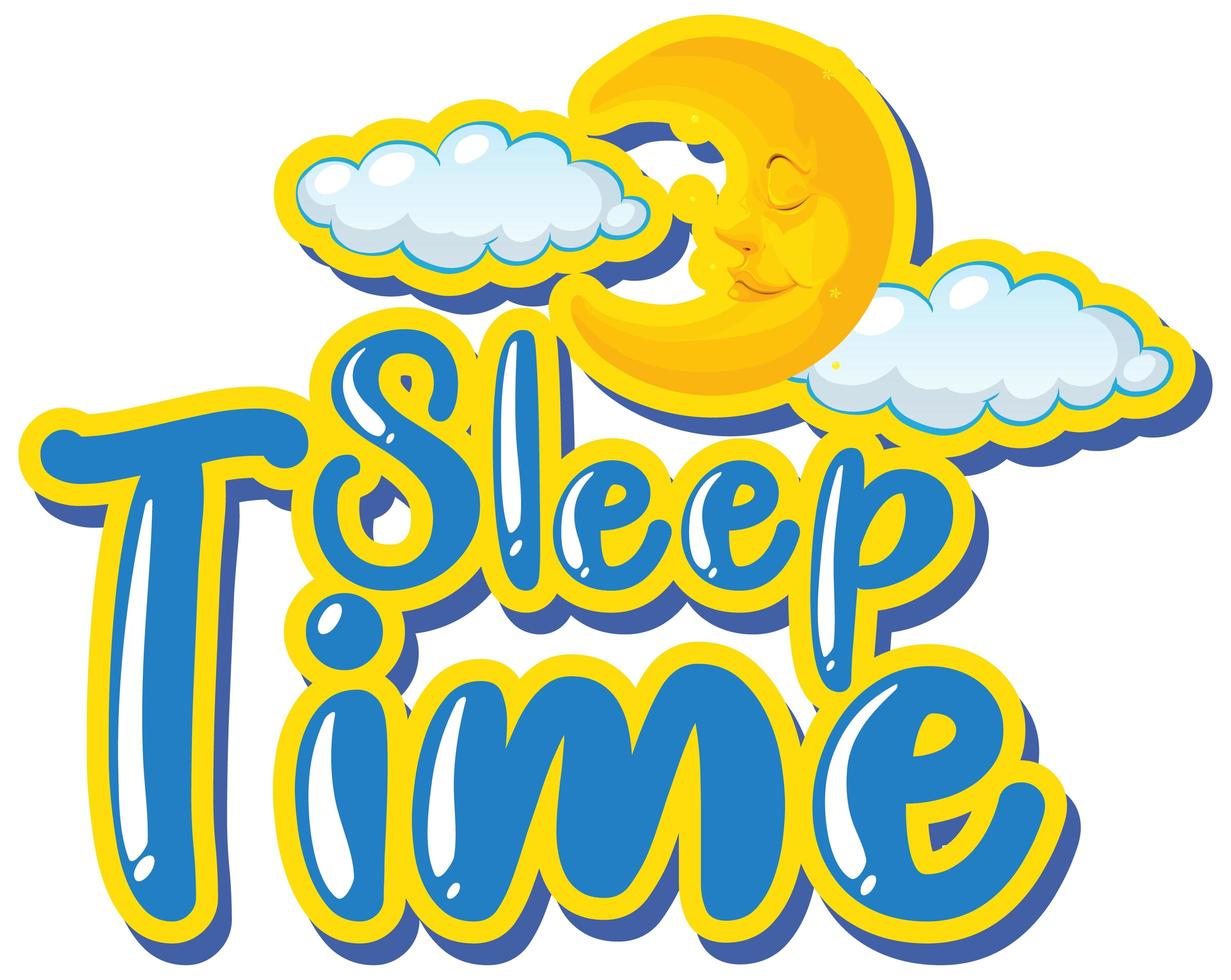 Font design for word sleep time with moon in the sky vector