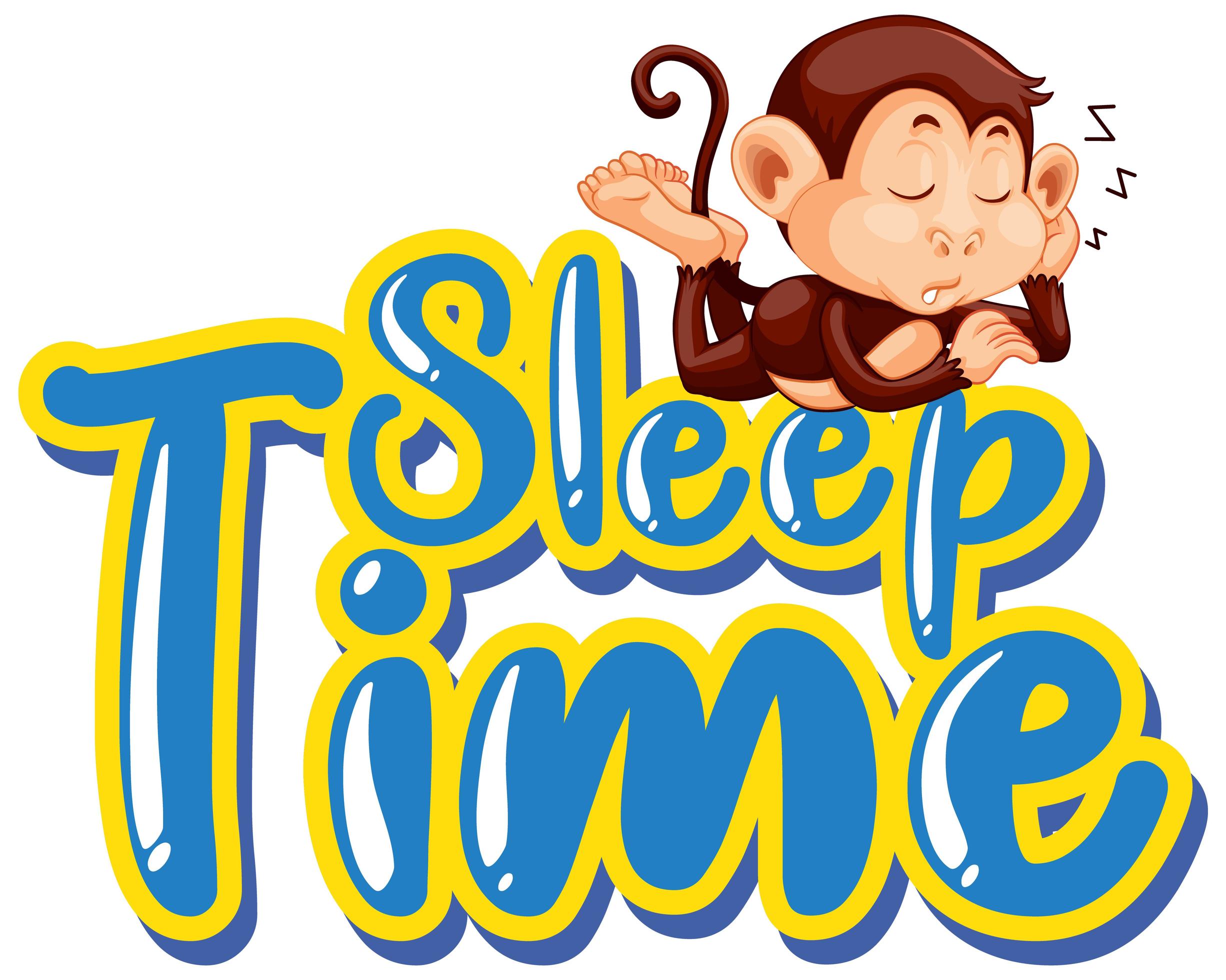 Sticker design for word sleep time with monkey sleeping 1437271 Vector